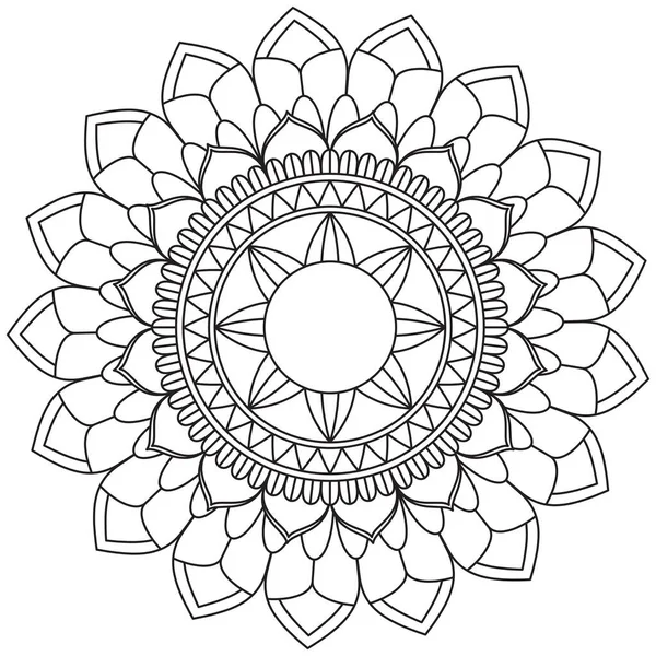 Hoja Flor Pétalo Colorear Mandala Arte Forma Gráfica Simple Vector — Vector de stock