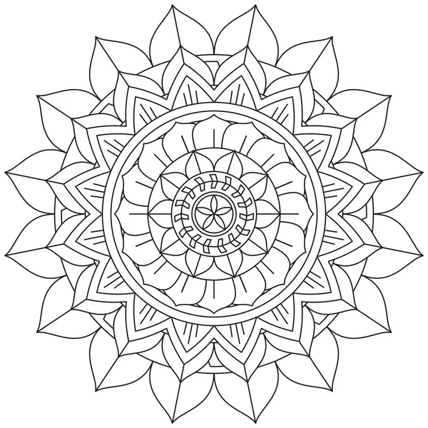 Blad Blomma Petal Färgläggning Mandala Konst Enkel Grafisk Form Vektor — Stock vektor