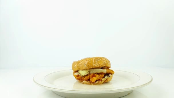 Burger Ayam Melawan Asam Sulfat Tuang Konsentrasi Asam Sulfat H2So4 — Stok Video