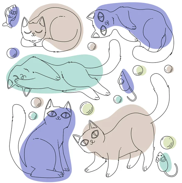 Şirin Kediler Kedi Oyuncakları — Stok Vektör