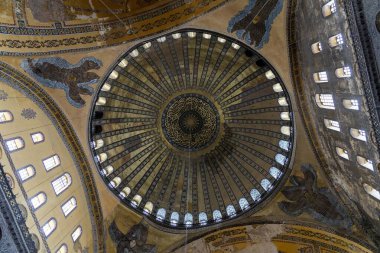 Istanbul, Turkey - April 29, 2022 - inside the Hagia Sophia Mosque.