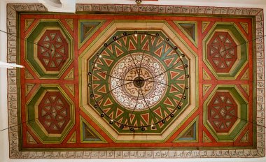 Albania, May 12, 2022 - Ceiling mosaic in the Sinan Pasha Mosque.