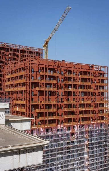 Albania May 2022 Construction Crane Top Unfinished Building — ストック写真
