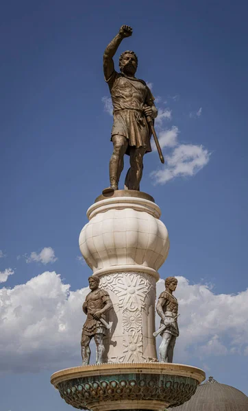 Skopje North Macedonia May 2022 Famous Statues Line Center Town — 图库照片