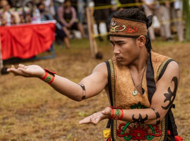 Central Kalamantan, Indonesia, May 20, 2022 - Martial Art - Pencak Silat - forms demonstrated by Dayak tribe member.