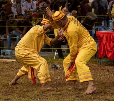 Central Kalamantan, Indonesia, May 20, 2022 - Martial Art - Pencak Silat - battle by Dayak tribe members.
