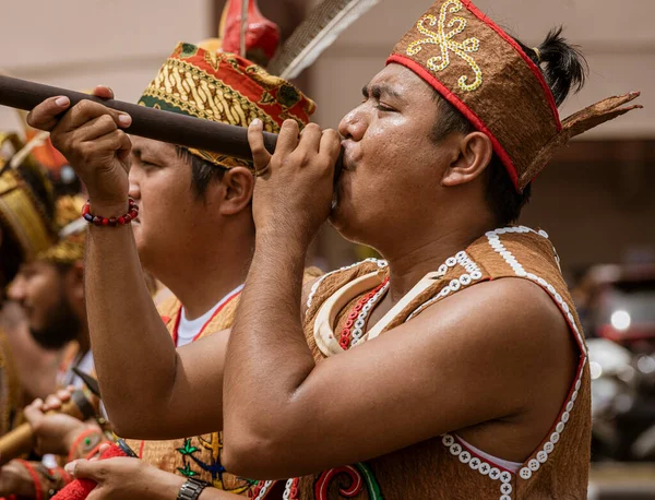 Central Kalamantan Indonesia May 2022 Men Competing Blow Gun Competition —  Fotos de Stock