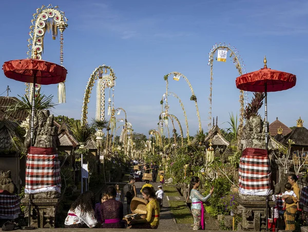 Penjors are raised for 7 days for Galungan Day in Bali.