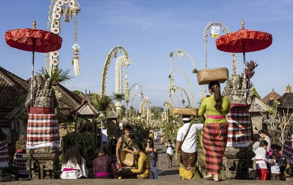 Penjors Raised Days Galungan Day Bali —  Fotos de Stock