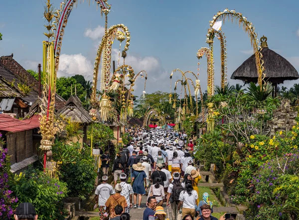 Penjors Raised Days Galungan Day Bali —  Fotos de Stock