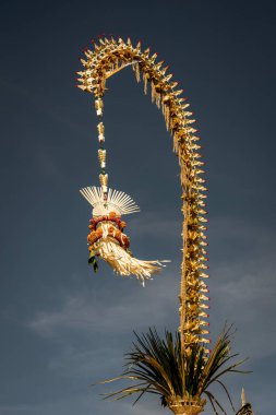 Top of Penjor is seen in preparation for Galungan Day in Bali.