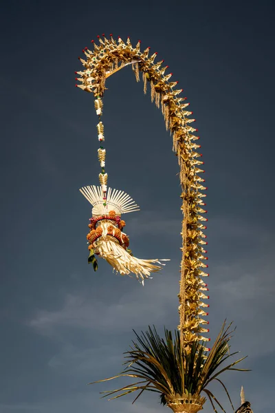Top of Penjor is seen in preparation for Galungan Day in Bali.