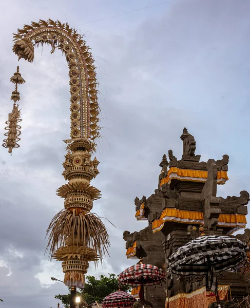 Top of Penjor is seen in preparation for Galungan Day in Bali.