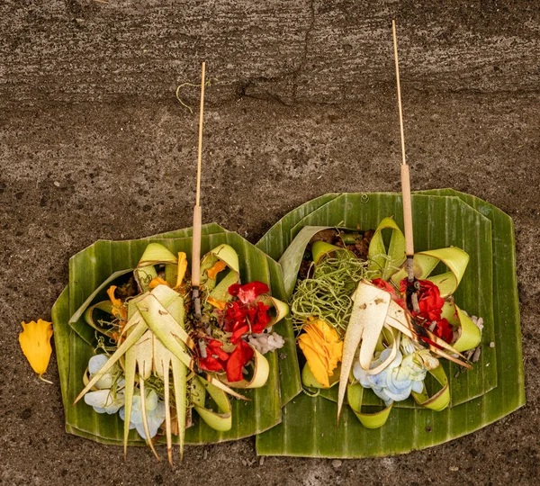 Hindu offering baskets seen in Bali.