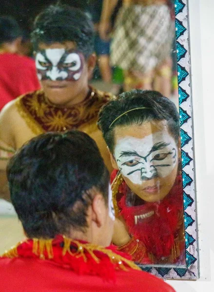 Indonesia June 2022 Men Paint Faces Preparation Going Stage —  Fotos de Stock