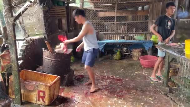 Lemo Toraja Indonézia 07072022 Csirkék Piacon Eladó Főtt — Stock videók