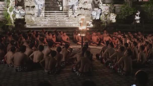 Bali Indonesia 05302022 Kecak Dance Men Sway While Chanting — Stock Video