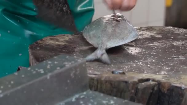 Penang Malásia 07172021 Mercado Húmido Corte Peixe Para Venda — Vídeo de Stock