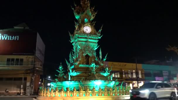 Chiang Rai Thaïlande 06302022 Tour Horloge Dans Centre Ville Joue — Video