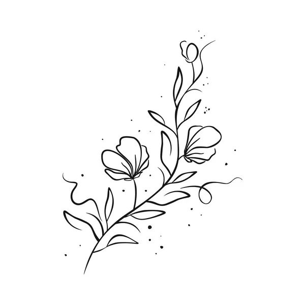 Ornement Floral Isolé Sur Blanc Illustration Vectorielle Florale Branche Fleurs — Image vectorielle