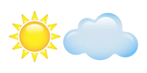 Sun Cloud Color Icons Forecast Icon Weather Meteorological Symbol Isolated — Stock Vector