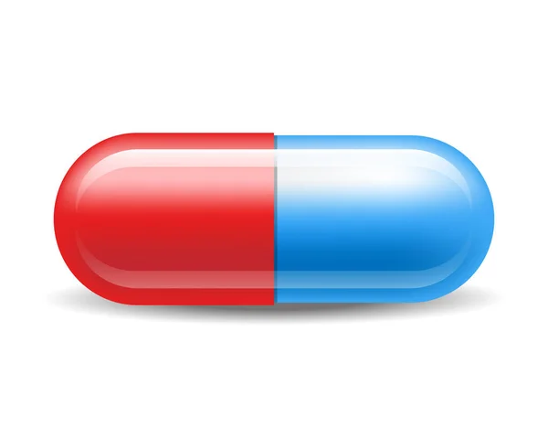 Red Blue Pill Capsule Close Pill Vector Icon Isolated White — Stock Vector