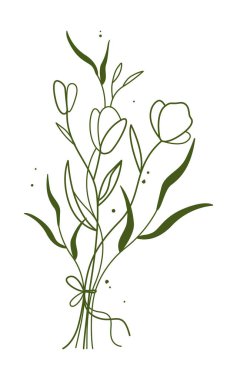 Logo, sosyal medya paylaşımları, hikayeler, markalaşma, düğün davetiyesi için çiçek demetleri.