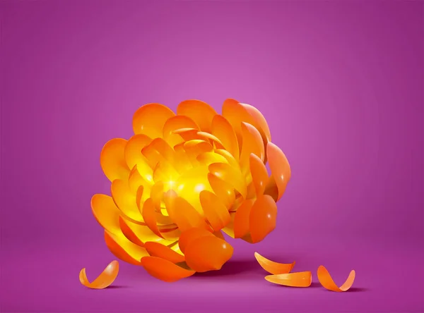 Narancs Marigold Virág Szirmok Lila Háttér Őszi Mexikói Ünnep Szimbóluma — Stock Vector