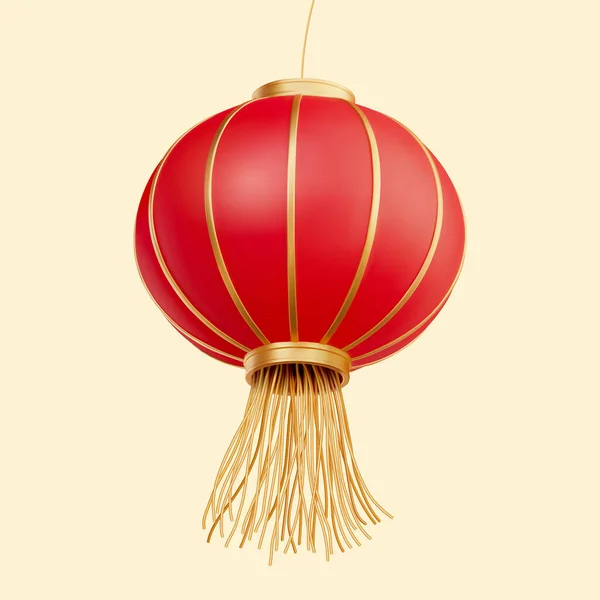 Illusztráció Piros Függőlámpa Bojtorjánnal Ázsiai Fesztivál Dekoráció Elem Elszigetelt Sárga — Stock Vector