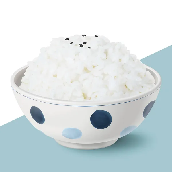 Cuenco Cerámica Japonesa Llena Arroz Blanco Elemento Comida Saludable Asiática — Archivo Imágenes Vectoriales