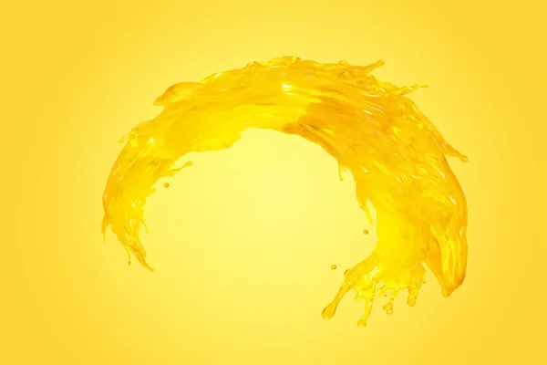 Čerstvé Citrusové Šťávy Stříkance Izolované Žlutém Pozadí Ilustrace — Stockový vektor
