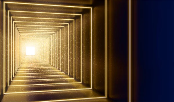 Glamorösa Guld Neon Ljus Tunnel Lämplig För Användning Kosmetiska Produkter — Stock vektor