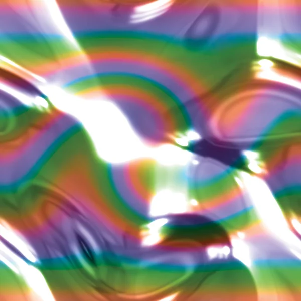 Fließende Glatte Flüssige Metall Blue Seamless Tile Textured Pattern Rainbow — Stockfoto