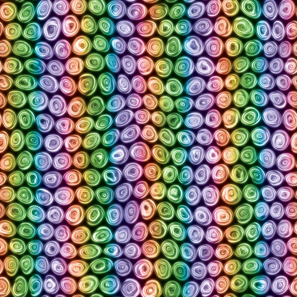 Tiny Rainbow Stripes Squiggly Swirly Spiral Circles Seamless Texture Pattern — Foto de Stock