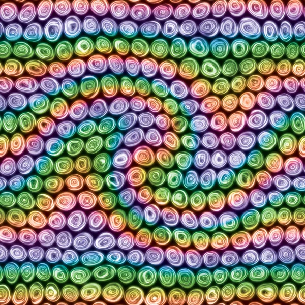 Tiny Rainbow Swirl Squiggly Swirly Spiral Circles Seamless Texture Pattern — Foto de Stock