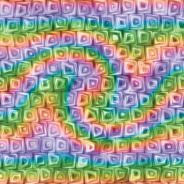 Tiny Rainbow Swirl Squiggly Swirly Spiral Squares Seamless Texture Pattern — Foto de Stock