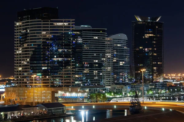 Melbourne City Docklands Precinct Nightscape Full Lights — Stock Photo, Image