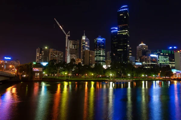 Melbourne City Night Cap Lights Reflecting Yarra River — Stock Photo, Image