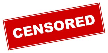 Şeffaf arkaplan karesi ve açılı temiz kırmızı sansürlenmiş damga