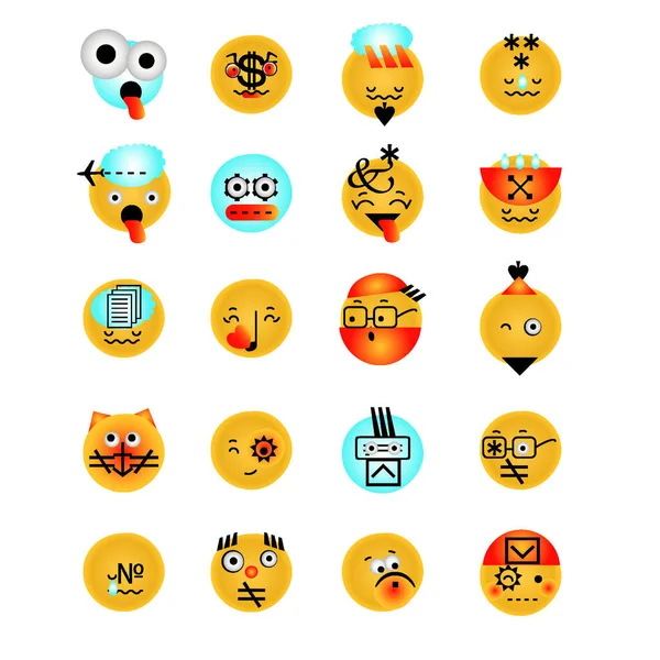 Emoji vetor conjunto ícone comunicação ilustração sorriso sinais —  Vetores de Stock