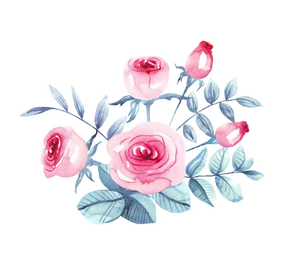 Roses Watercolor Illustration Hand Painted — Stock Photo, Image