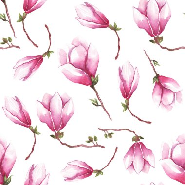 Suluboya manolya. Kusursuz desen. El boyası