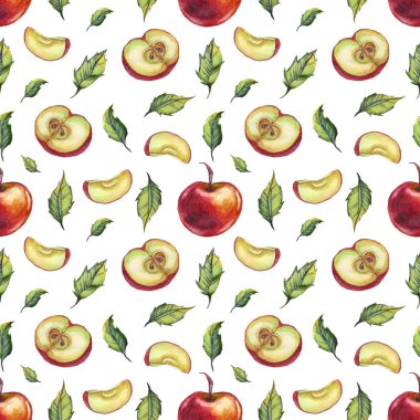 Suluboya elmalar. Kusursuz desen. El boyası. 