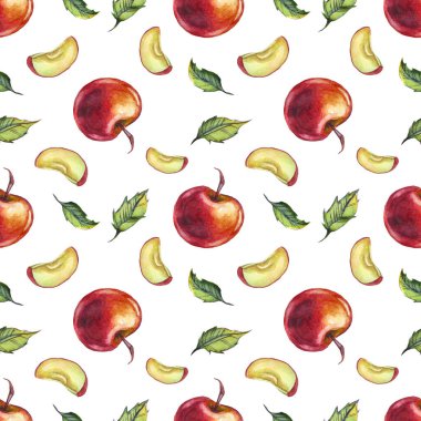 Suluboya elmalar. Kusursuz desen. El boyası. 