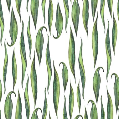 Suluboya yapraklar ve laleler. Kusursuz desen. El boyası.