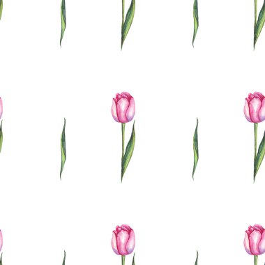 Suluboya laleler. Kusursuz desen. El boyaması.