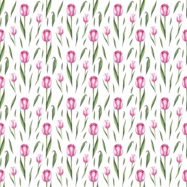 Suluboya laleler. Kusursuz desen. El boyaması.