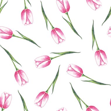 Suluboya laleler. Kusursuz desen. El boyaması.