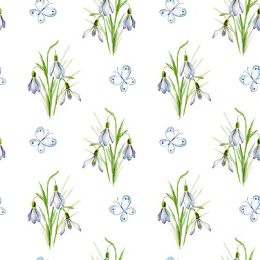 Kar tanesi. Suluboya. Kusursuz desen. El boyaması.