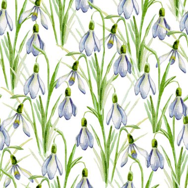 Kar tanesi. Suluboya. Kusursuz desen. El boyaması.